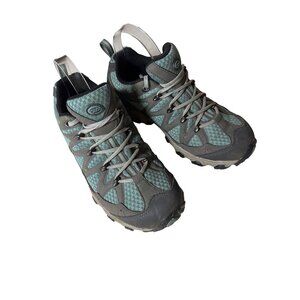 Oboz Women Luna Low Trail Hiking Shoes Size 7.5 Teal Gray Lug Sole O Fit Insole